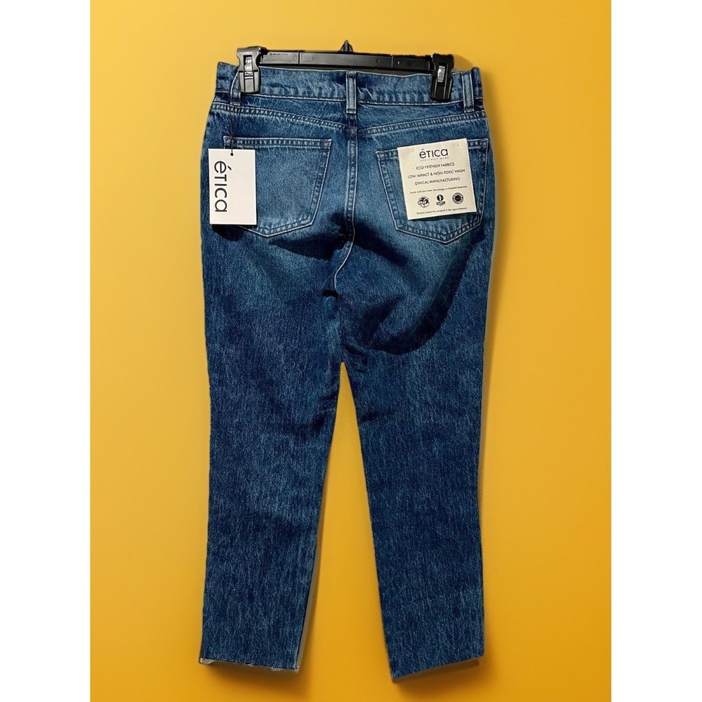 ETICA Rose High-Rise Relaxed Distressed Raw Hem Jeans Women's Size 3 Blue 30